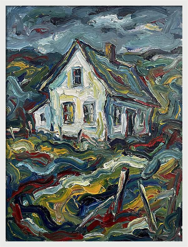 White Farmhouse In Expressionist Style