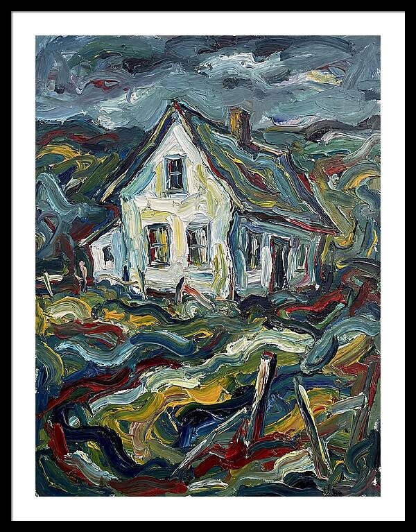 White Farmhouse In Expressionist Style