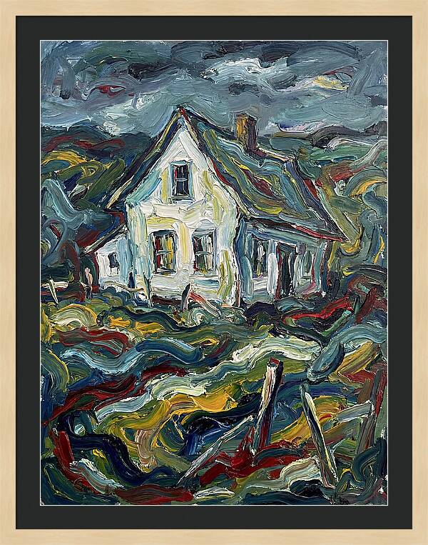 White Farmhouse In Expressionist Style