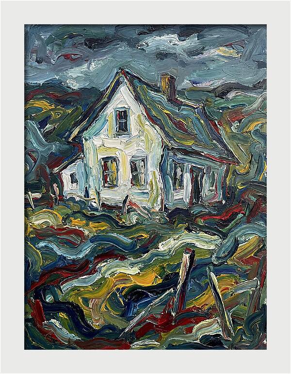White Farmhouse In Expressionist Style