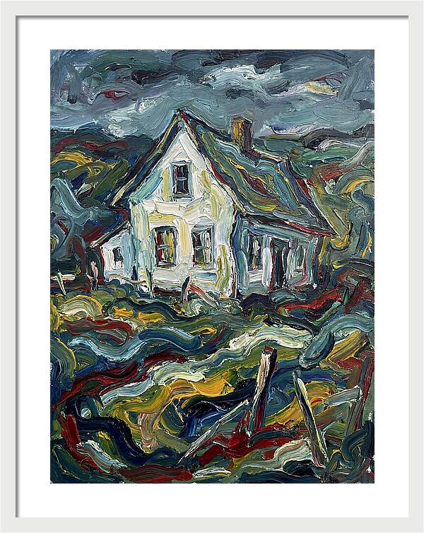 White Farmhouse In Expressionist Style