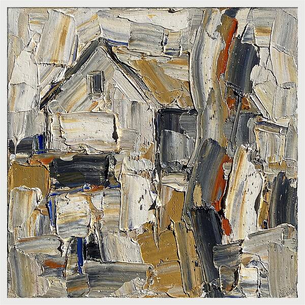 White Farmhouse In Palette Knife Style