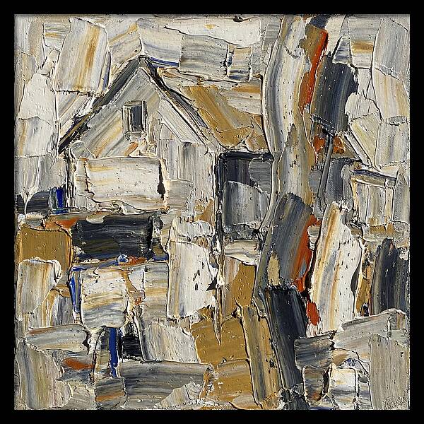 White Farmhouse In Palette Knife Style