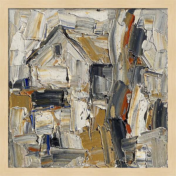 White Farmhouse In Palette Knife Style