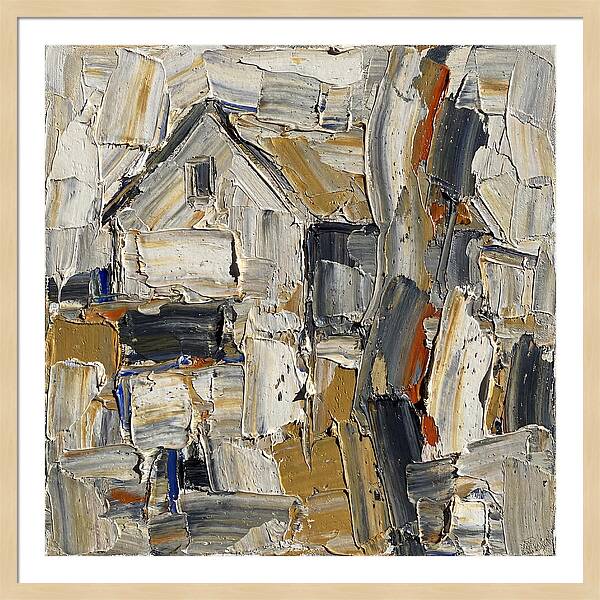 White Farmhouse In Palette Knife Style