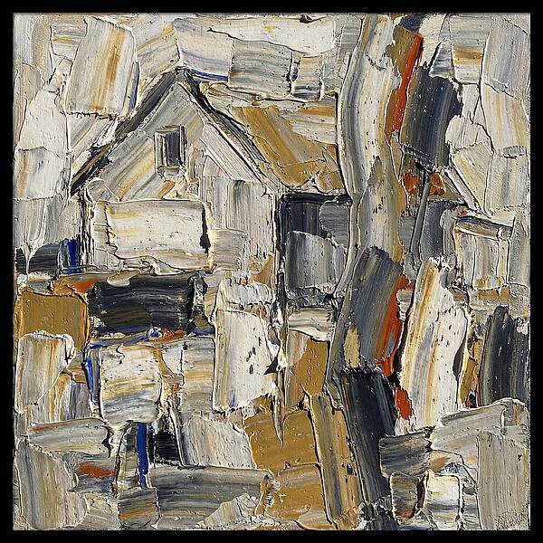 White Farmhouse In Palette Knife Style