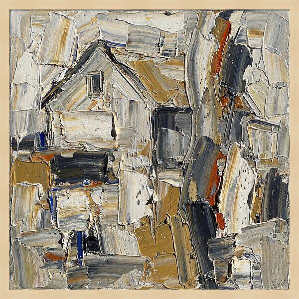 White Farmhouse In Palette Knife Style