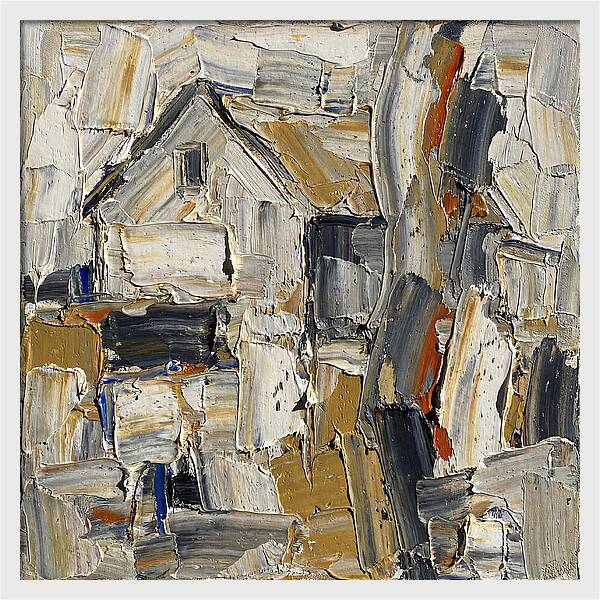 White Farmhouse In Palette Knife Style