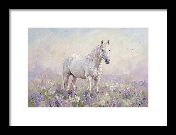 White Horse In Lavender Field