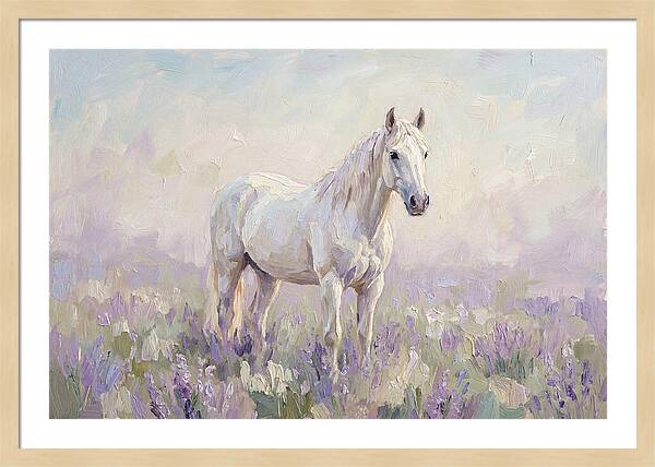 White Horse In Lavender Field
