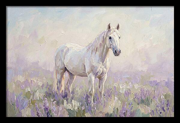 White Horse In Lavender Field