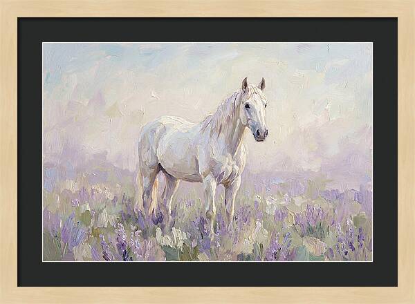 White Horse In Lavender Field