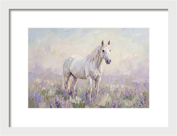 White Horse In Lavender Field