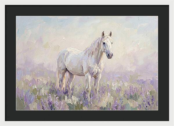 White Horse In Lavender Field
