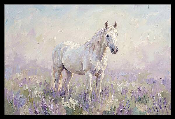 White Horse In Lavender Field