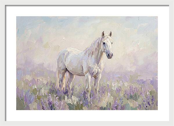 White Horse In Lavender Field