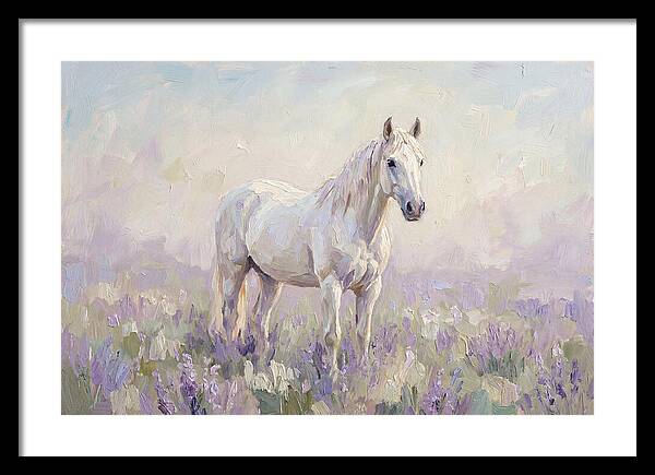 White Horse In Lavender Field