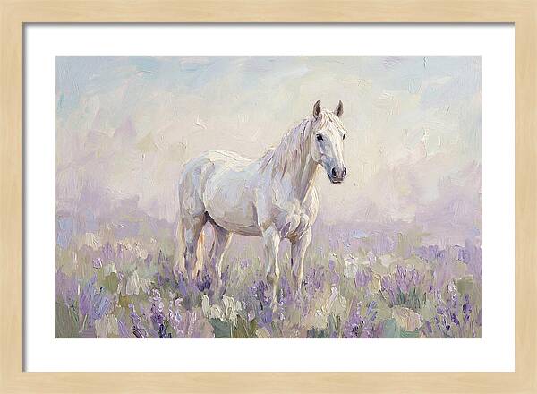 White Horse In Lavender Field