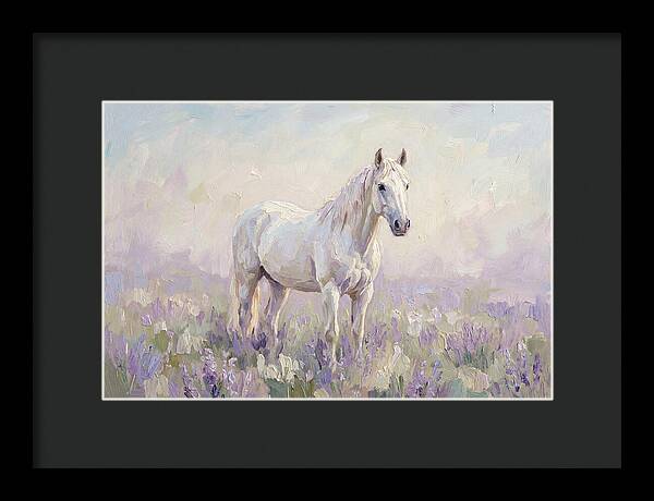 White Horse In Lavender Field