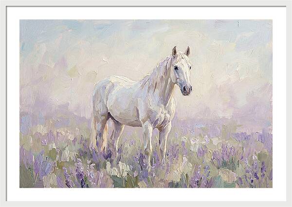 White Horse In Lavender Field