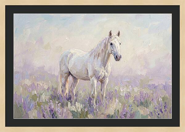 White Horse In Lavender Field