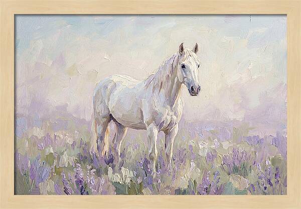White Horse In Lavender Field