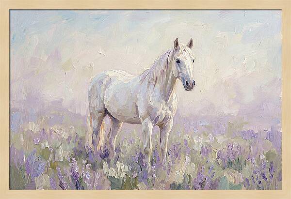 White Horse In Lavender Field