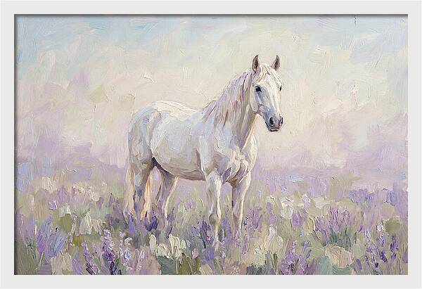 White Horse In Lavender Field