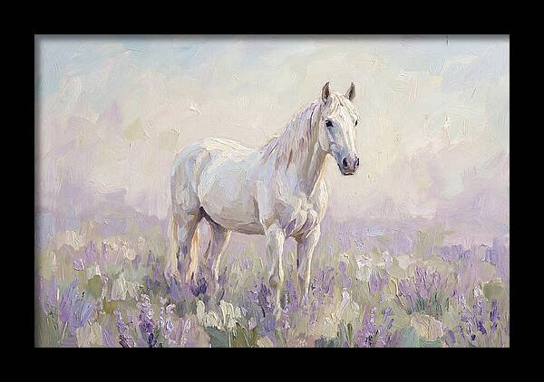 White Horse In Lavender Field