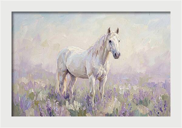 White Horse In Lavender Field