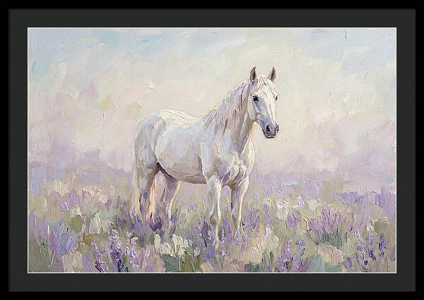 White Horse In Lavender Field