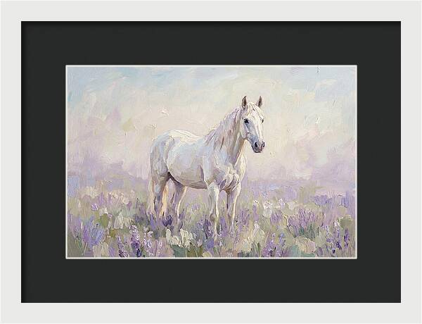 White Horse In Lavender Field