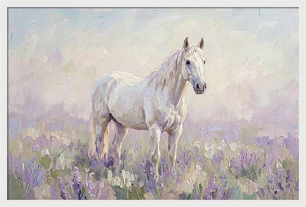 White Horse In Lavender Field