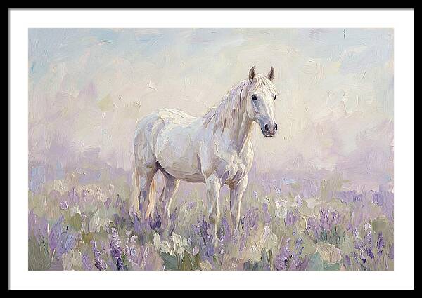 White Horse In Lavender Field