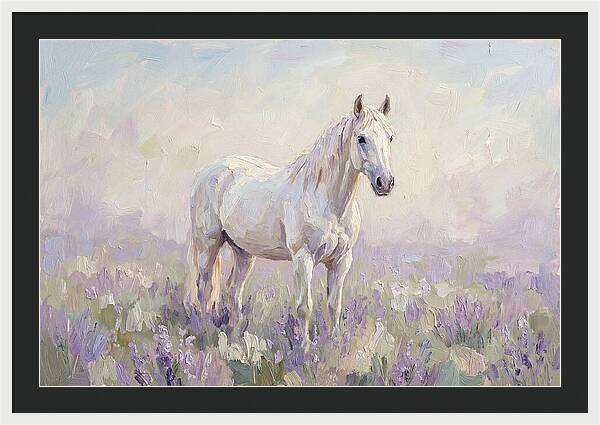 White Horse In Lavender Field