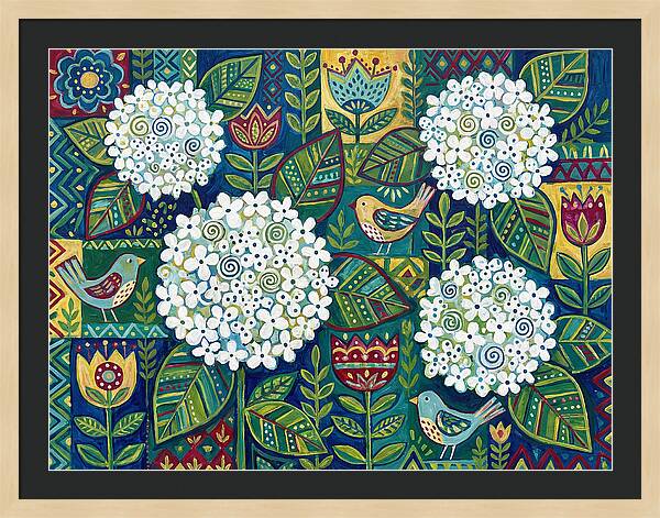 White Hydrangeas And Birds