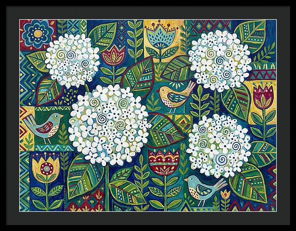 White Hydrangeas And Birds