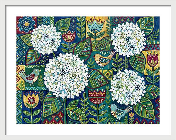 White Hydrangeas And Birds