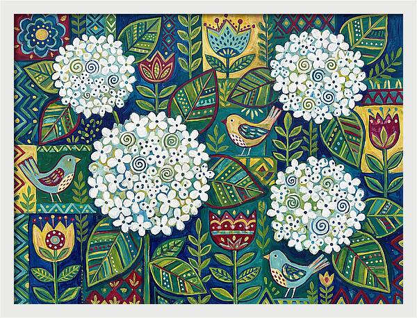 White Hydrangeas And Birds