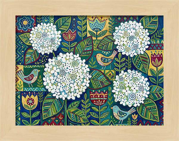 White Hydrangeas And Birds