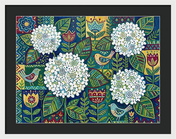 White Hydrangeas And Birds
