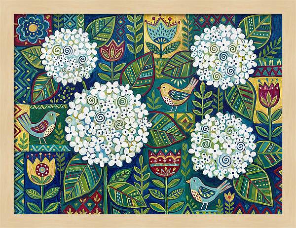 White Hydrangeas And Birds