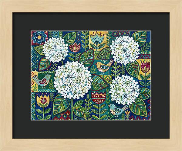 White Hydrangeas And Birds