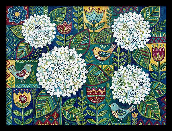 White Hydrangeas And Birds