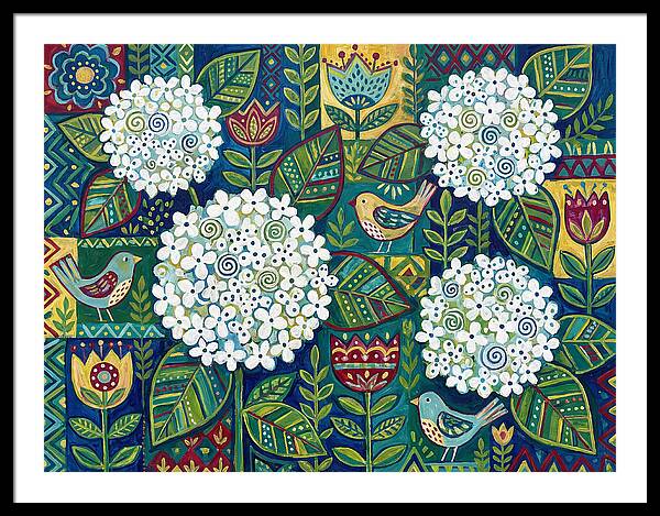 White Hydrangeas And Birds
