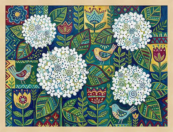 White Hydrangeas And Birds