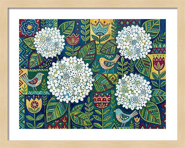 White Hydrangeas And Birds