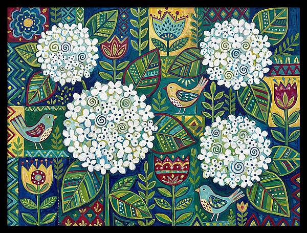 White Hydrangeas And Birds