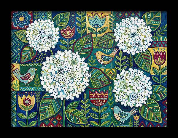 White Hydrangeas And Birds