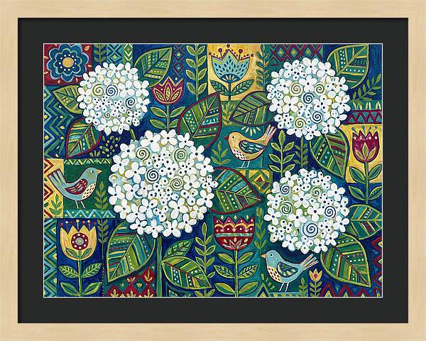 White Hydrangeas And Birds